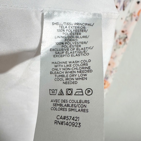 Loft Floral Print Short Sleeve Cinched‎ Waist Midi Dress White 12 Cottagecore - Picture 7 of 11